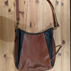 Fossil Talia Hobo Bag Black/Brown Leather